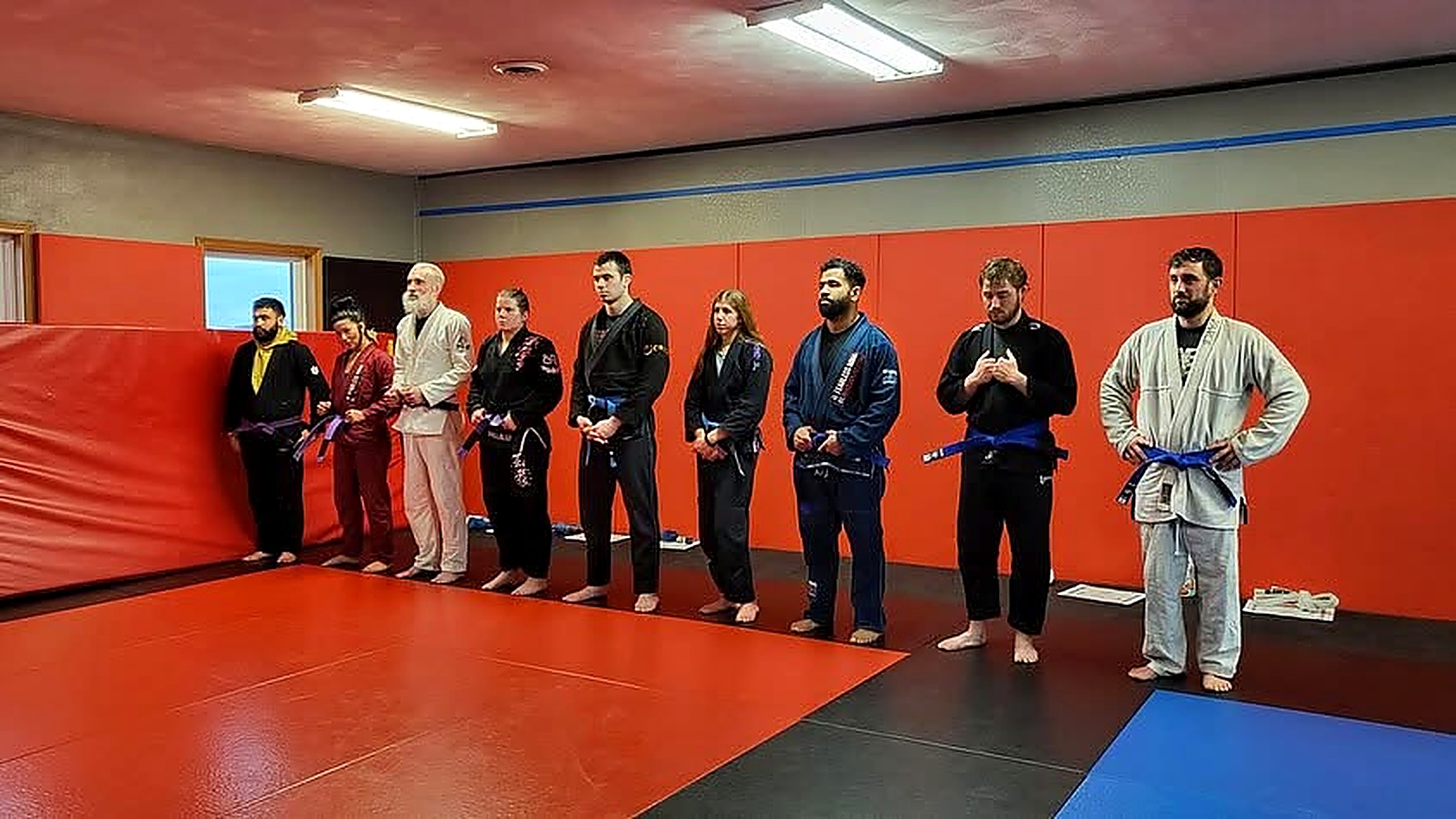 New students lined up before class at Fearless MMA